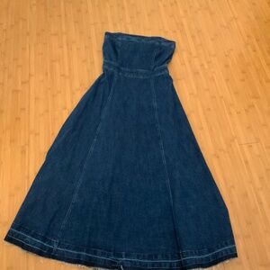 VICI Long Denim Strapless Dress